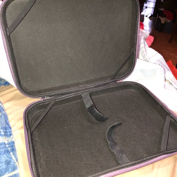 Purple sequined semi hard large makeup carry case - Picture 11 of 12